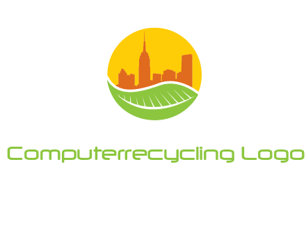 skyline building on leaf logo