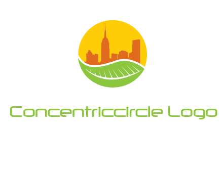 skyline building on leaf logo
