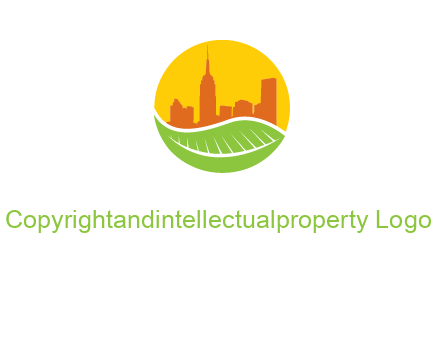 skyline building on leaf logo