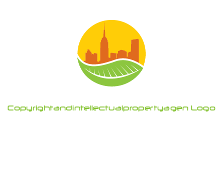 skyline building on leaf logo