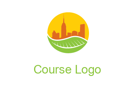 skyline building on leaf logo