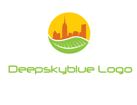 skyline building on leaf logo