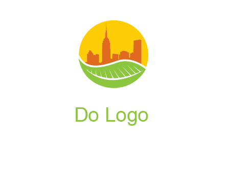 skyline building on leaf logo