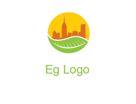 skyline building on leaf logo