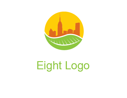 skyline building on leaf logo