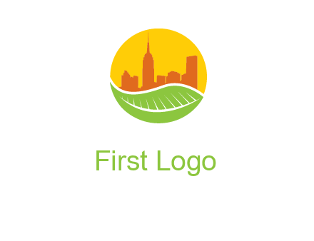 skyline building on leaf logo