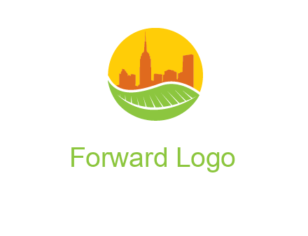 skyline building on leaf logo