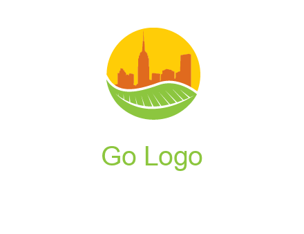 skyline building on leaf logo