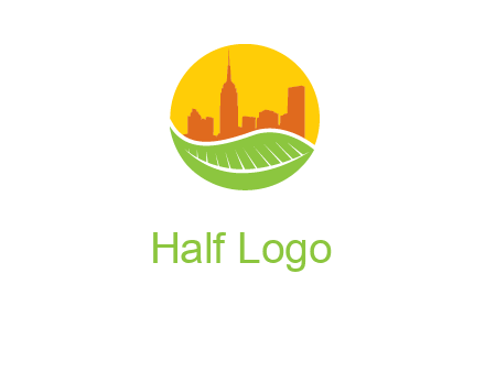 skyline building on leaf logo