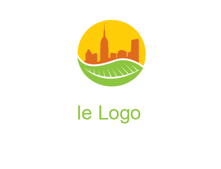 skyline building on leaf logo