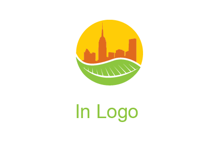 skyline building on leaf logo