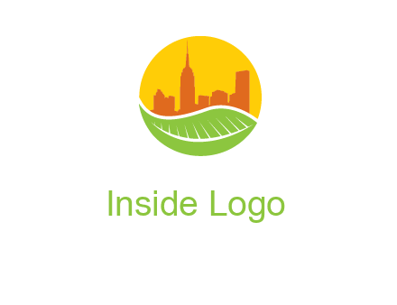 skyline building on leaf logo