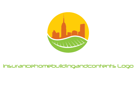 skyline building on leaf logo