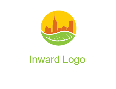 skyline building on leaf logo