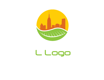 skyline building on leaf logo