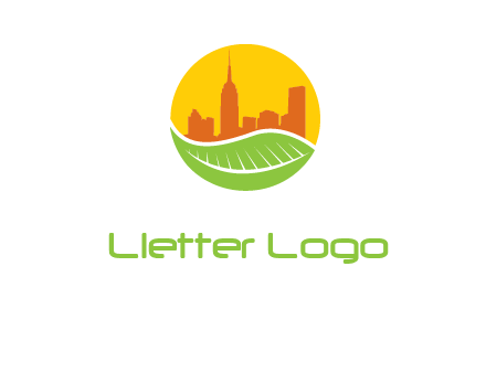 skyline building on leaf logo