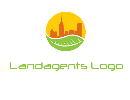 skyline building on leaf logo