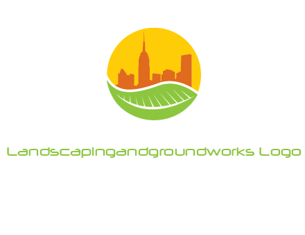 skyline building on leaf logo
