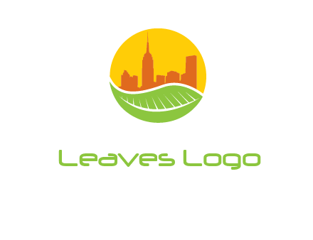 skyline building on leaf logo