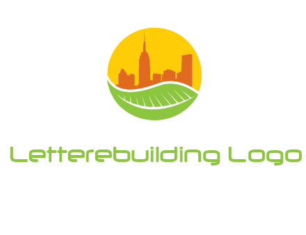 skyline building on leaf logo