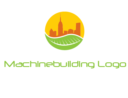 skyline building on leaf logo