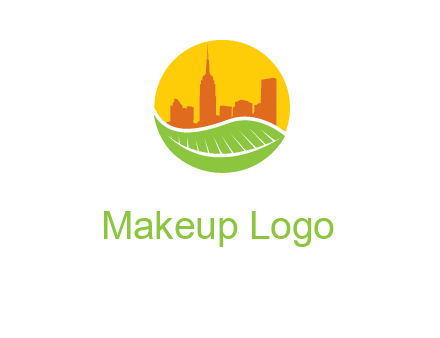 skyline building on leaf logo