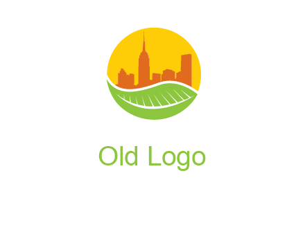 skyline building on leaf logo