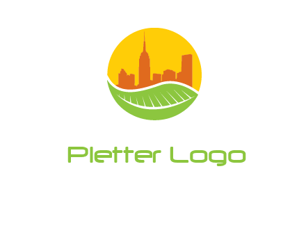 skyline building on leaf logo