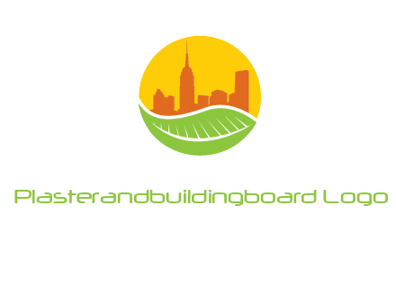 skyline building on leaf logo