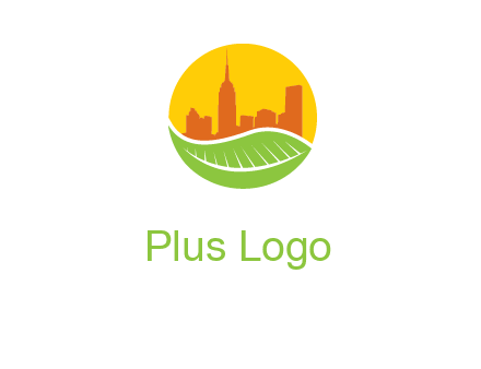 skyline building on leaf logo