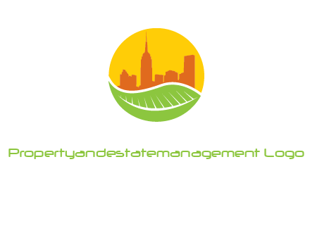 skyline building on leaf logo