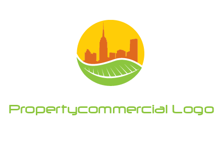 skyline building on leaf logo