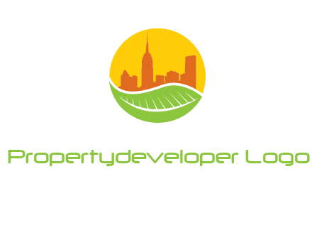 skyline building on leaf logo