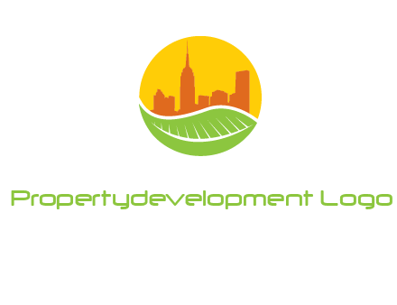 skyline building on leaf logo