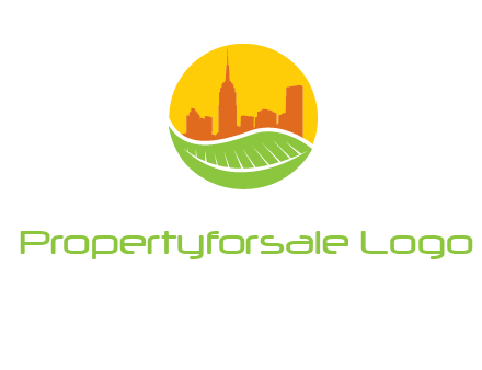 skyline building on leaf logo