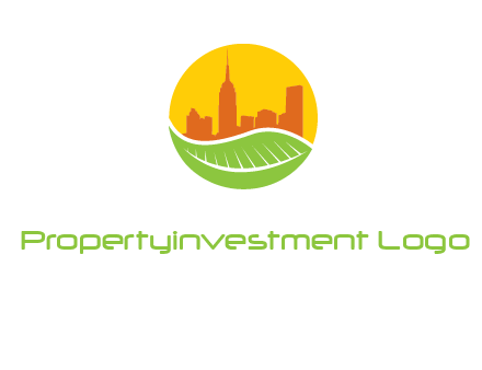 skyline building on leaf logo