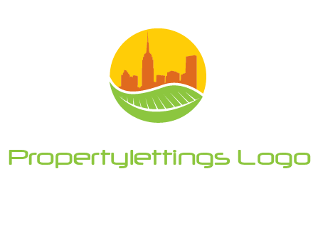 skyline building on leaf logo