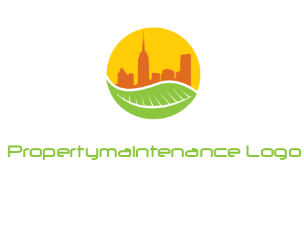 skyline building on leaf logo