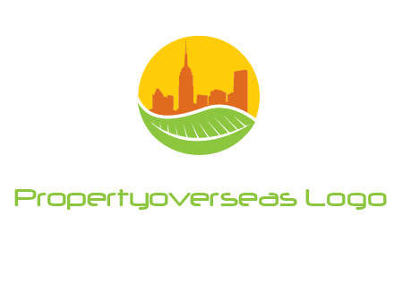 skyline building on leaf logo