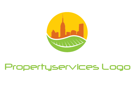 skyline building on leaf logo
