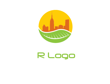 skyline building on leaf logo