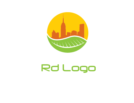 skyline building on leaf logo