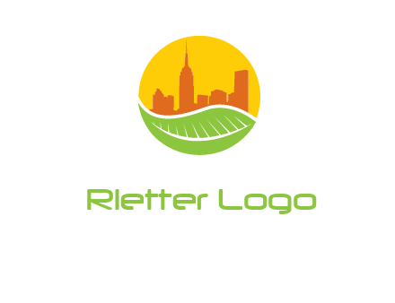 skyline building on leaf logo