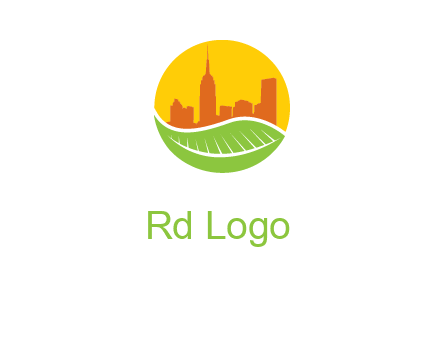 skyline building on leaf logo