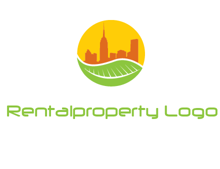 skyline building on leaf logo