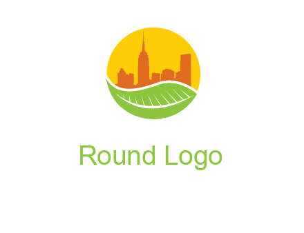 skyline building on leaf logo