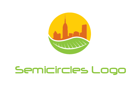 skyline building on leaf logo