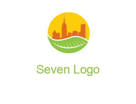 skyline building on leaf logo