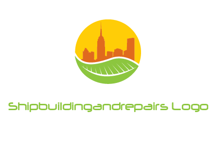 skyline building on leaf logo