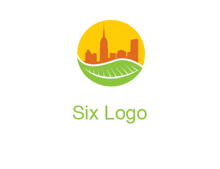 skyline building on leaf logo